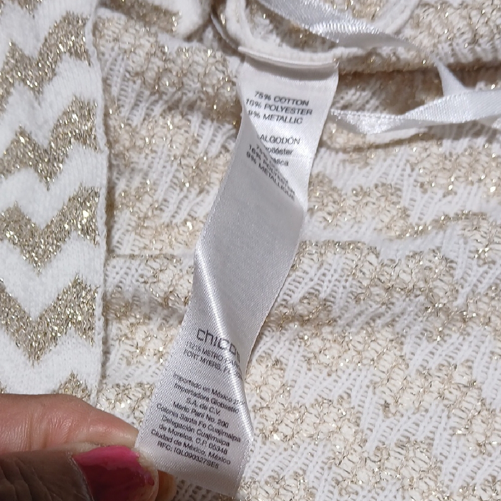 Chico's Elegant Gold and White Knit Top - Picture 6 of 6
